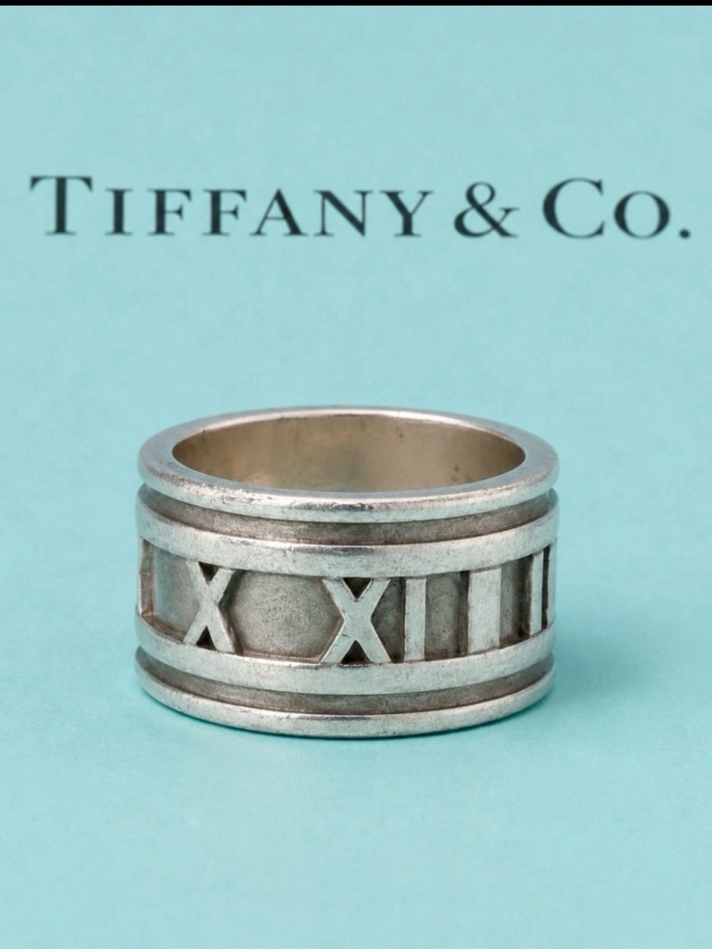 Tiffany & Co. Atlas Roman Numeral Ring Sterling Silver 925 Vintage Size 6/6.5